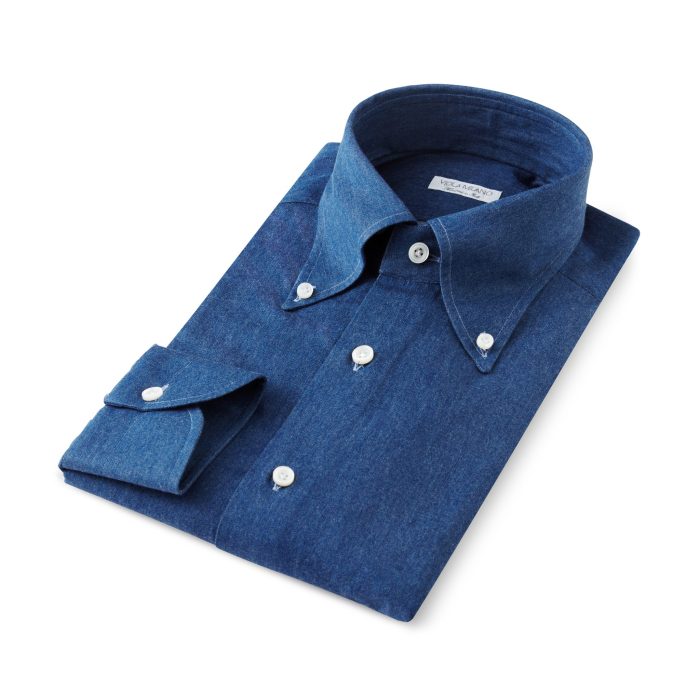 Denim dress shirt mens button down collar