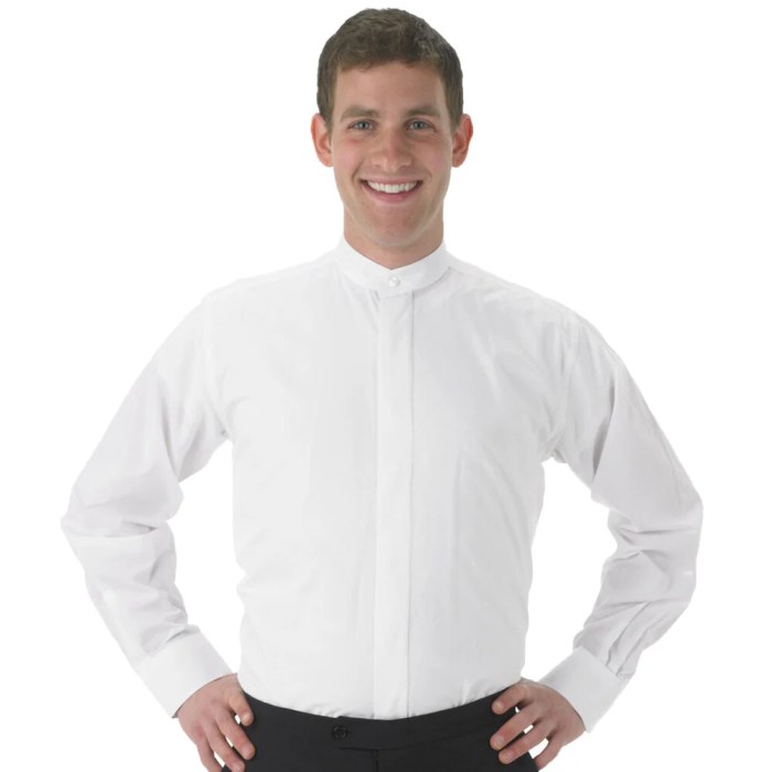 Mens band collar dress shirt