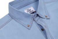 Denim dress shirt mens button down collar