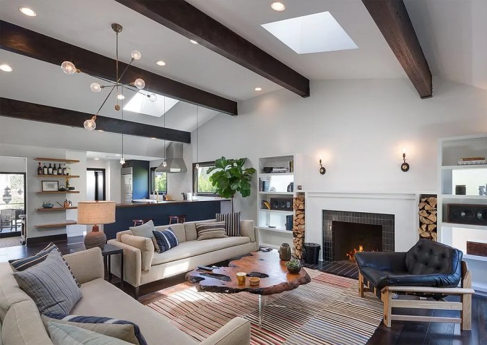 How to decorate beams in living room