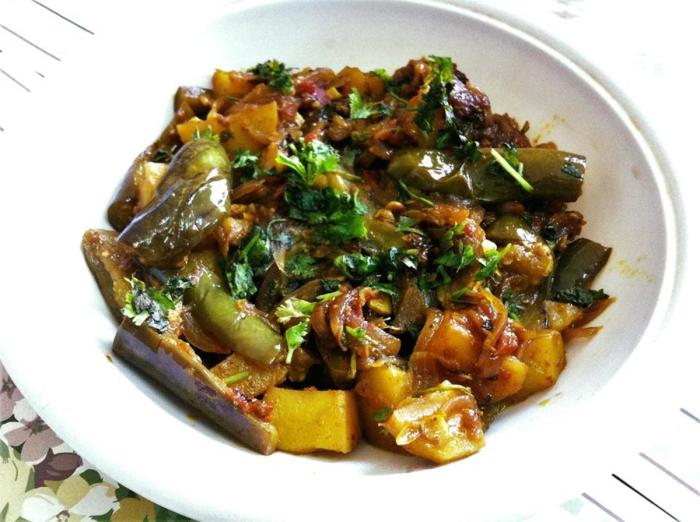 Eggplant baingan aloo sabzi vegetable punjabi delishably prepared